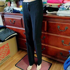 Black Polyester Pleated Slacks
